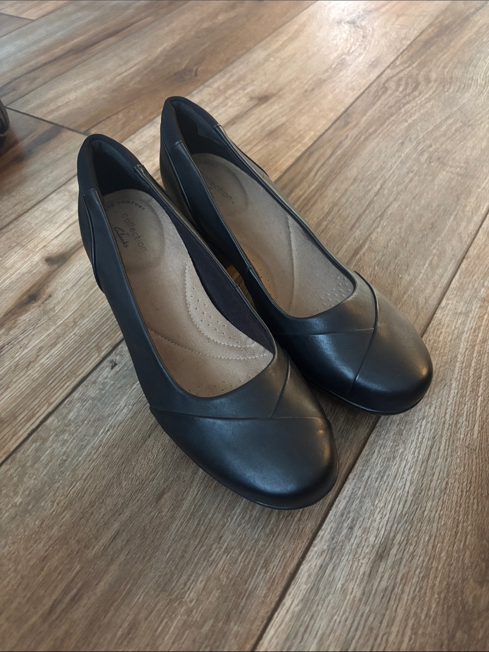 Clarks Collection Women's Emily Alexa Black Leather Pumps.